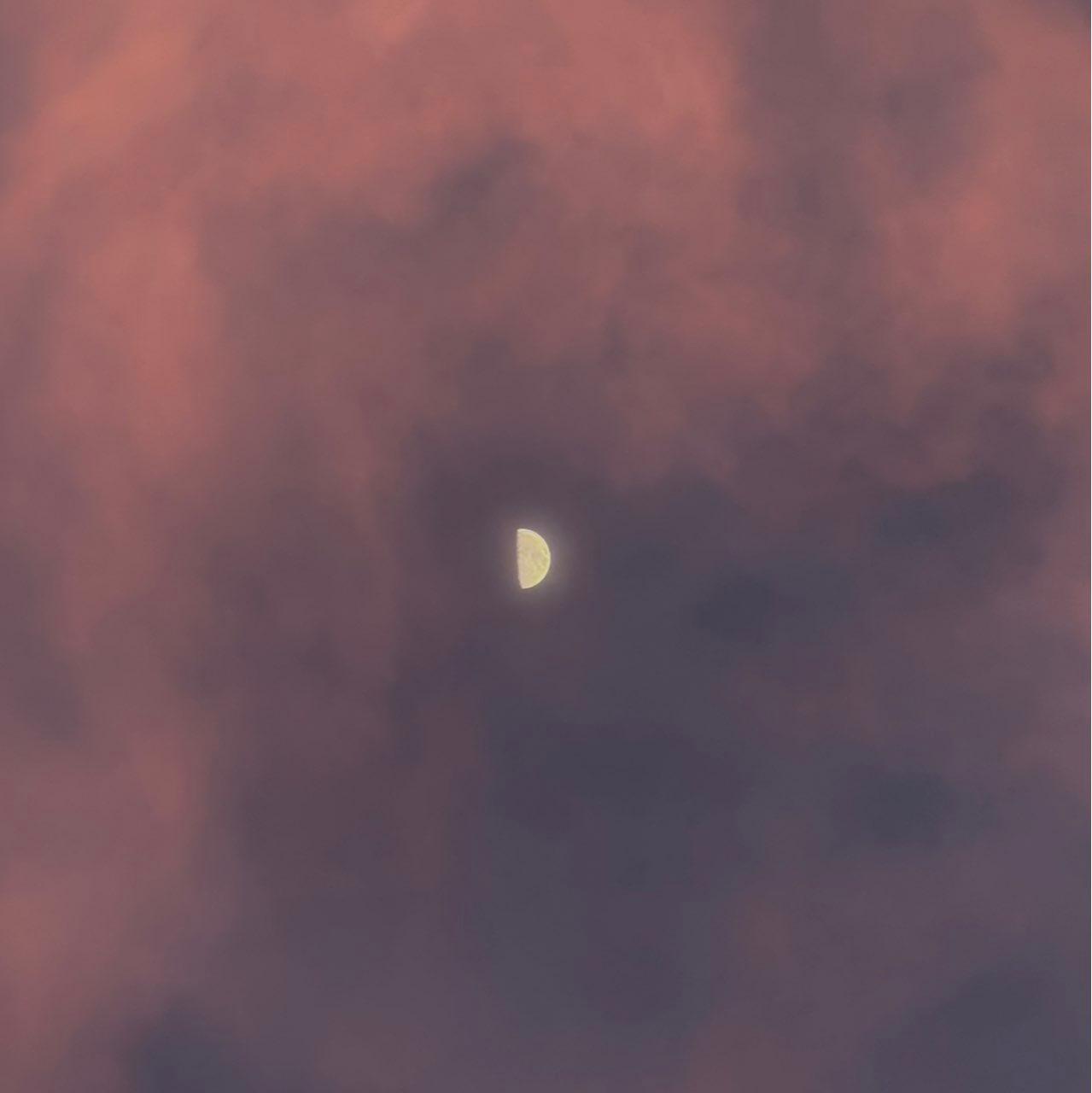 The Moon over Quarteira, Portugal — first quarter, Lunar Day 9