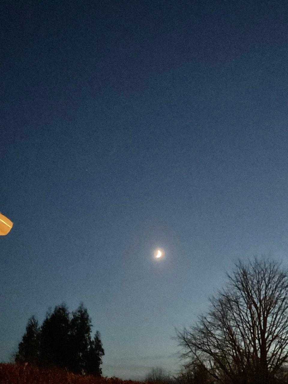 The Moon over Cashel, Ireland — waxing crescent, Lunar Day 6
