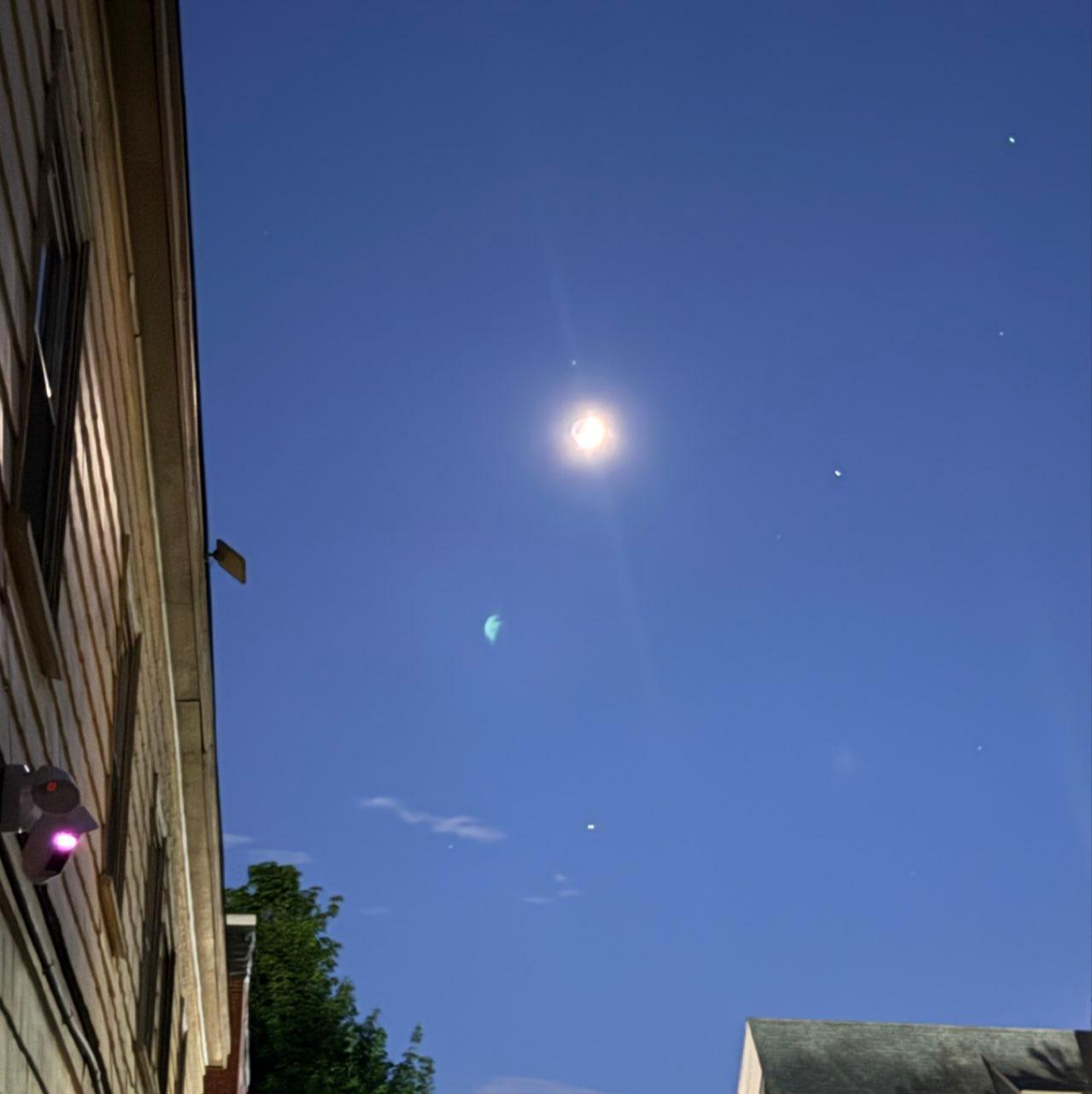 The Moon over Boston, United States — waxing crescent, Lunar Day 6