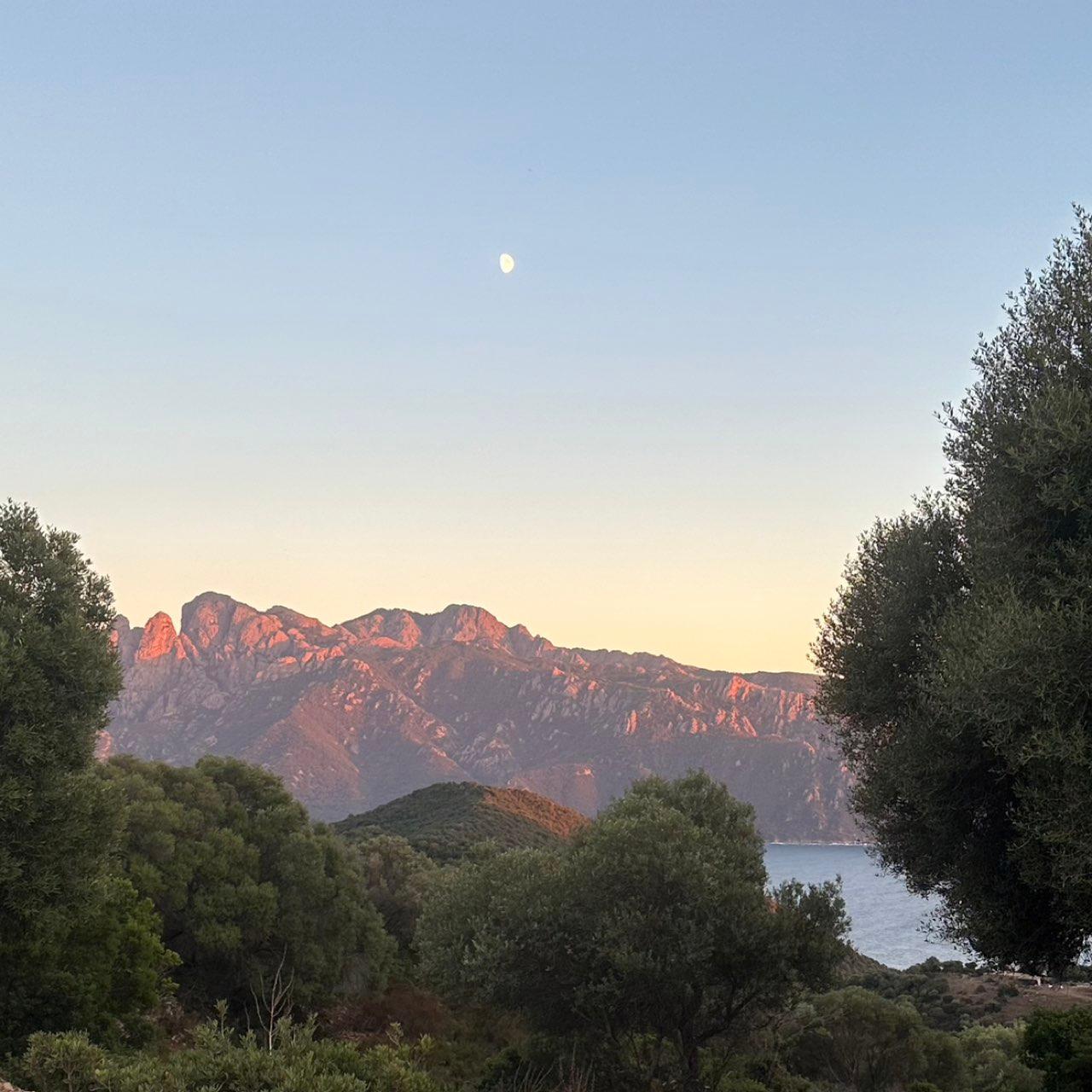 The Moon over Osani, Frankreich — waxing gibbous, Lunar Day 12