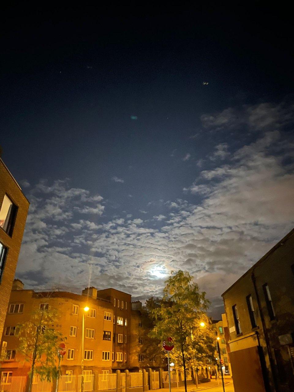 The Moon over Dublin 2, Ireland — full moon, Lunar Day 14