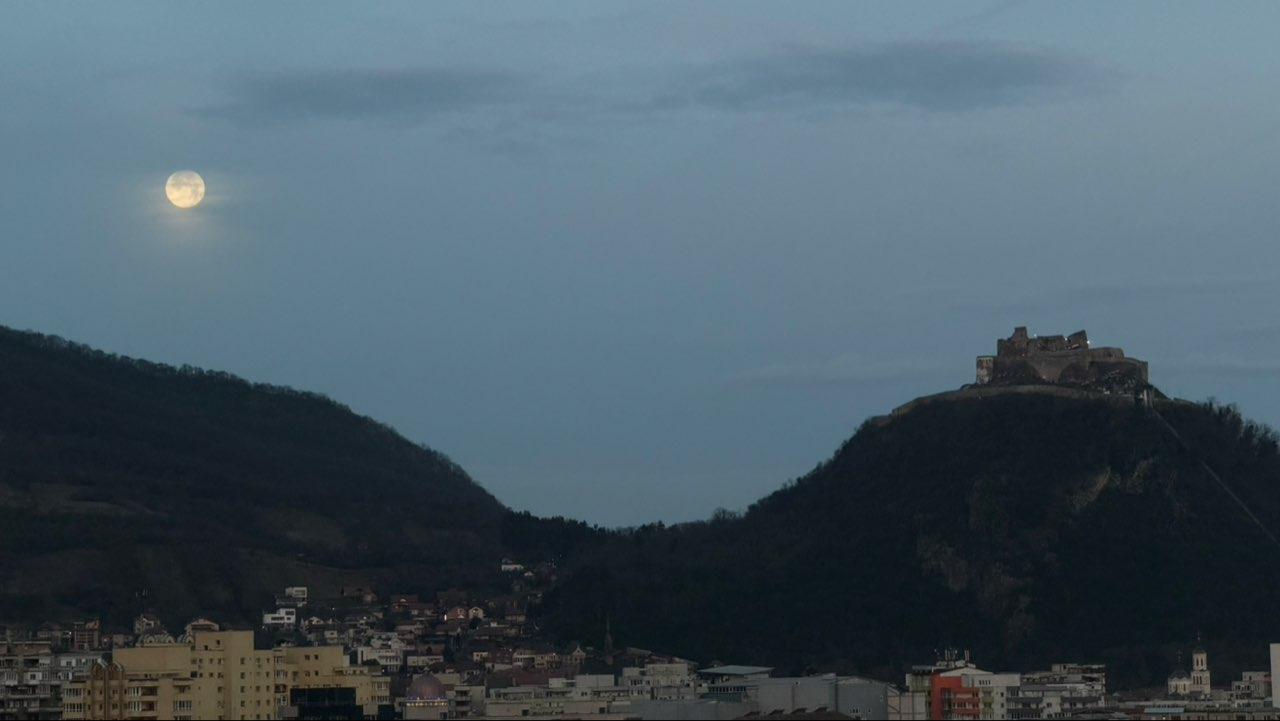 The Moon over Deva, Romania — full moon, Lunar Day 15