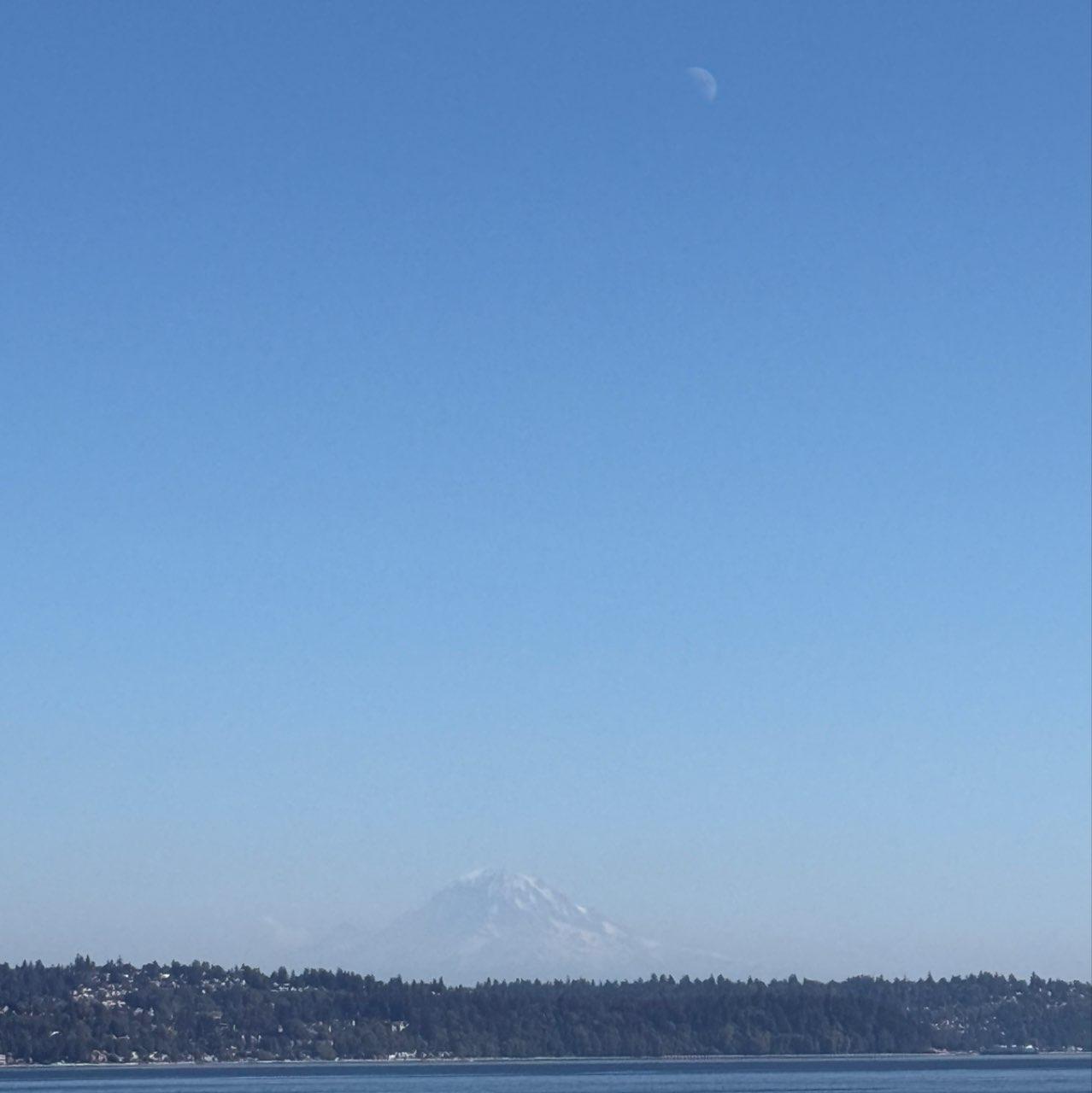 The Moon over Seattle, United States — first quarter, Lunar Day 8