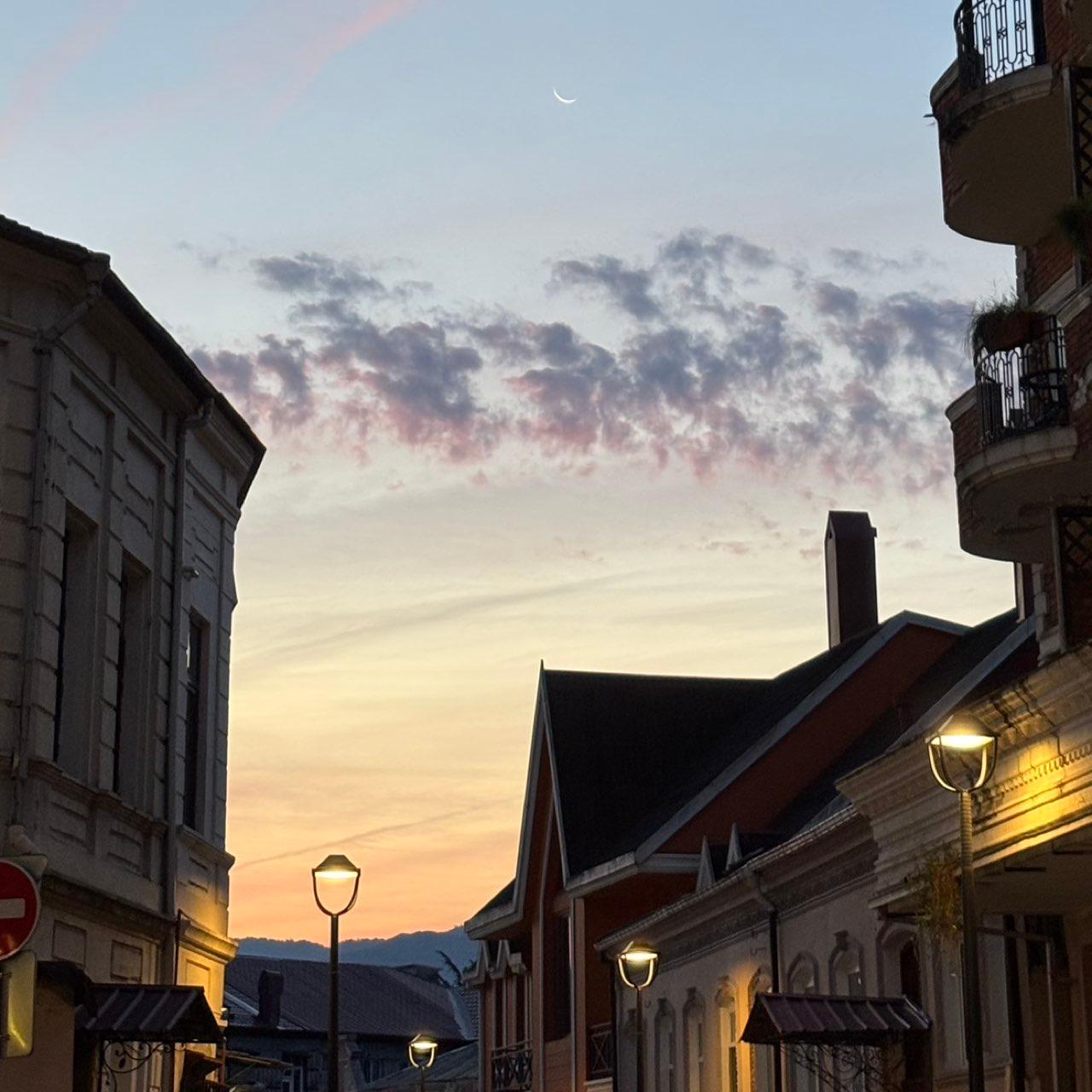 The Moon over Batumi, Georgia — waning crescent, Lunar Day 28