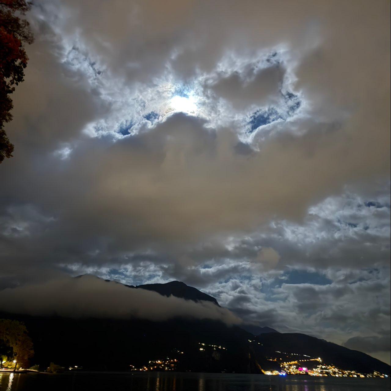 The Moon over Lugano, Switzerland — full moon, Lunar Day 15