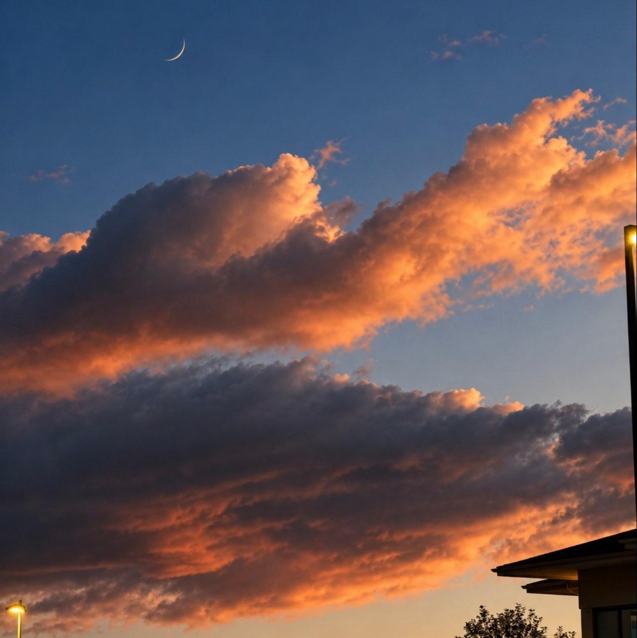 The Moon over Colorado Springs, United States — waxing crescent, Lunar Day 3