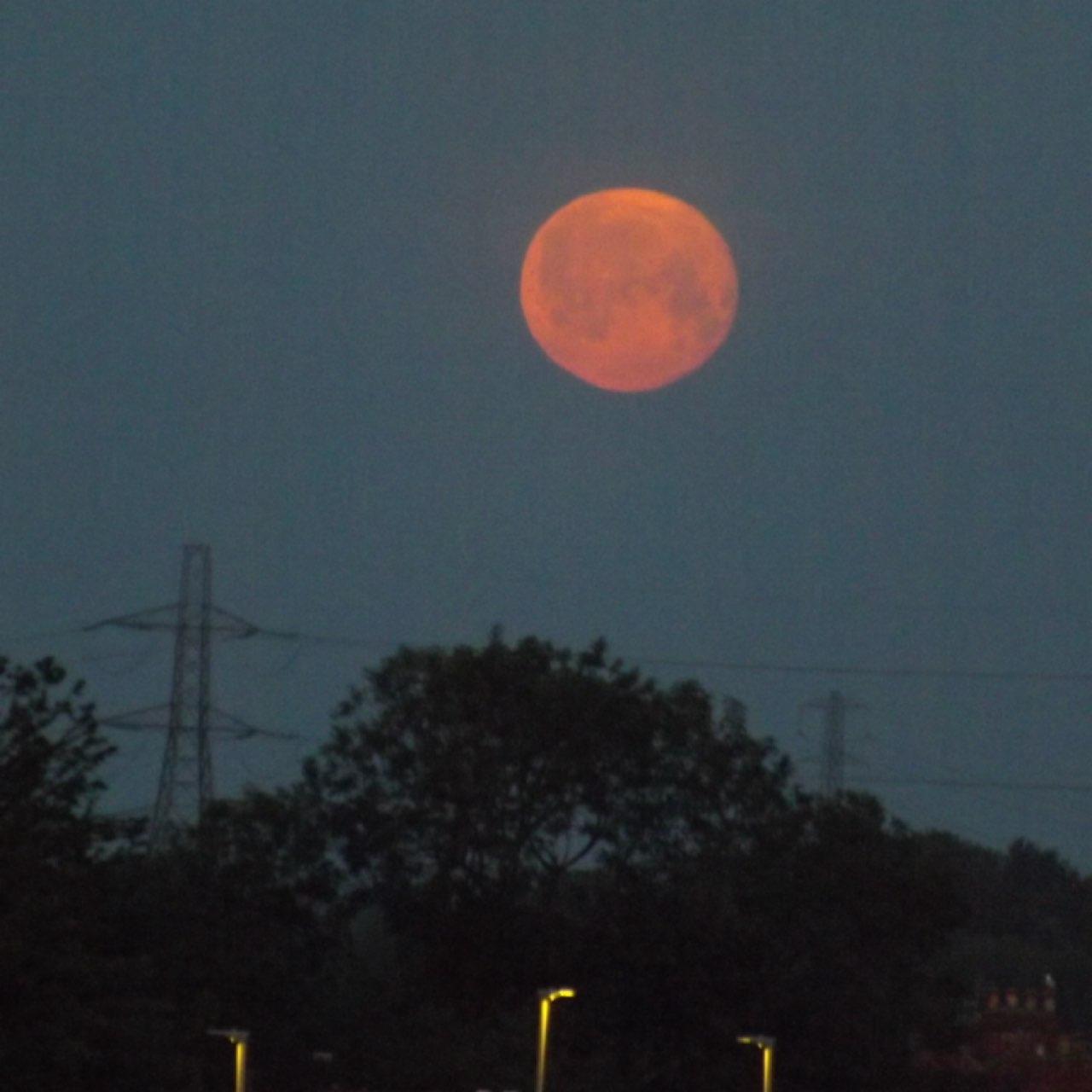 The Moon over South Shields, United Kingdom — full moon, Lunar Day 16