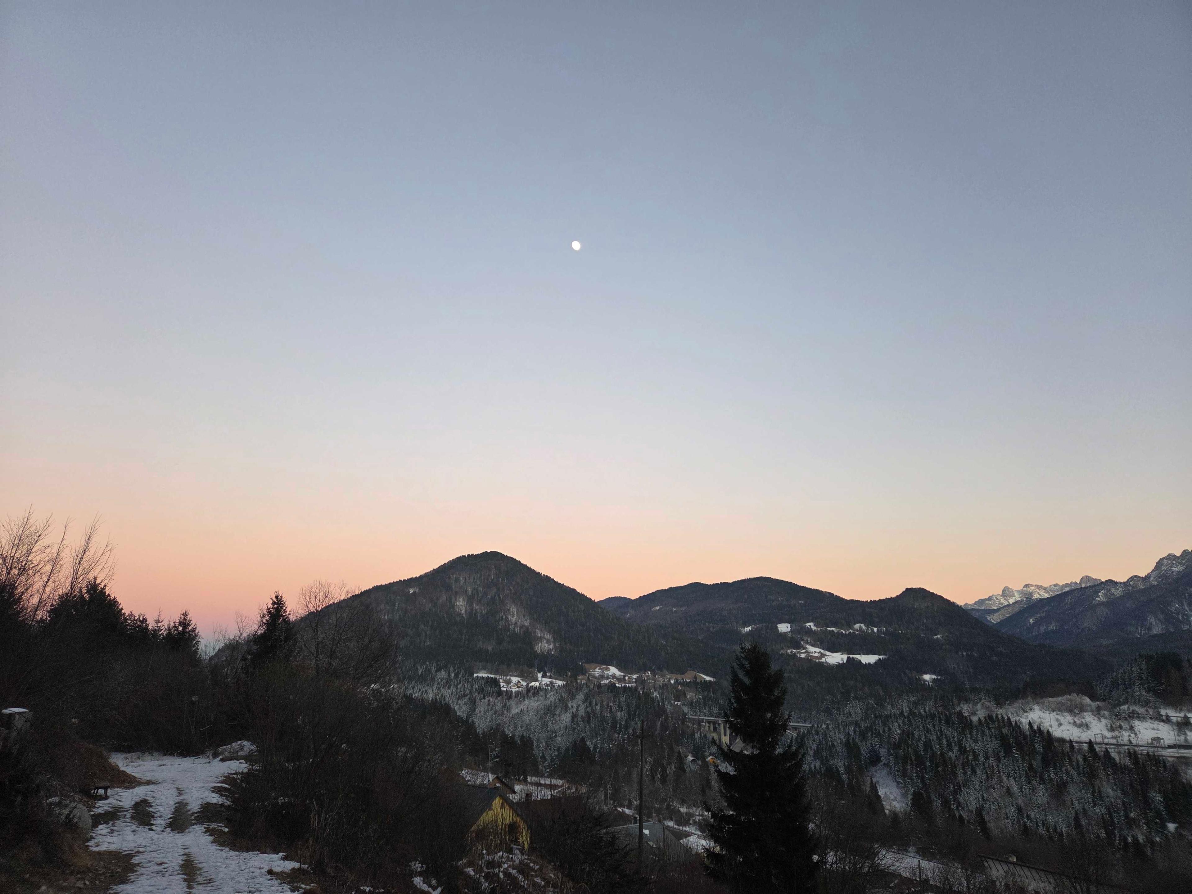 The Moon over Tarvisio, Italia — waxing gibbous, Lunar Day 13