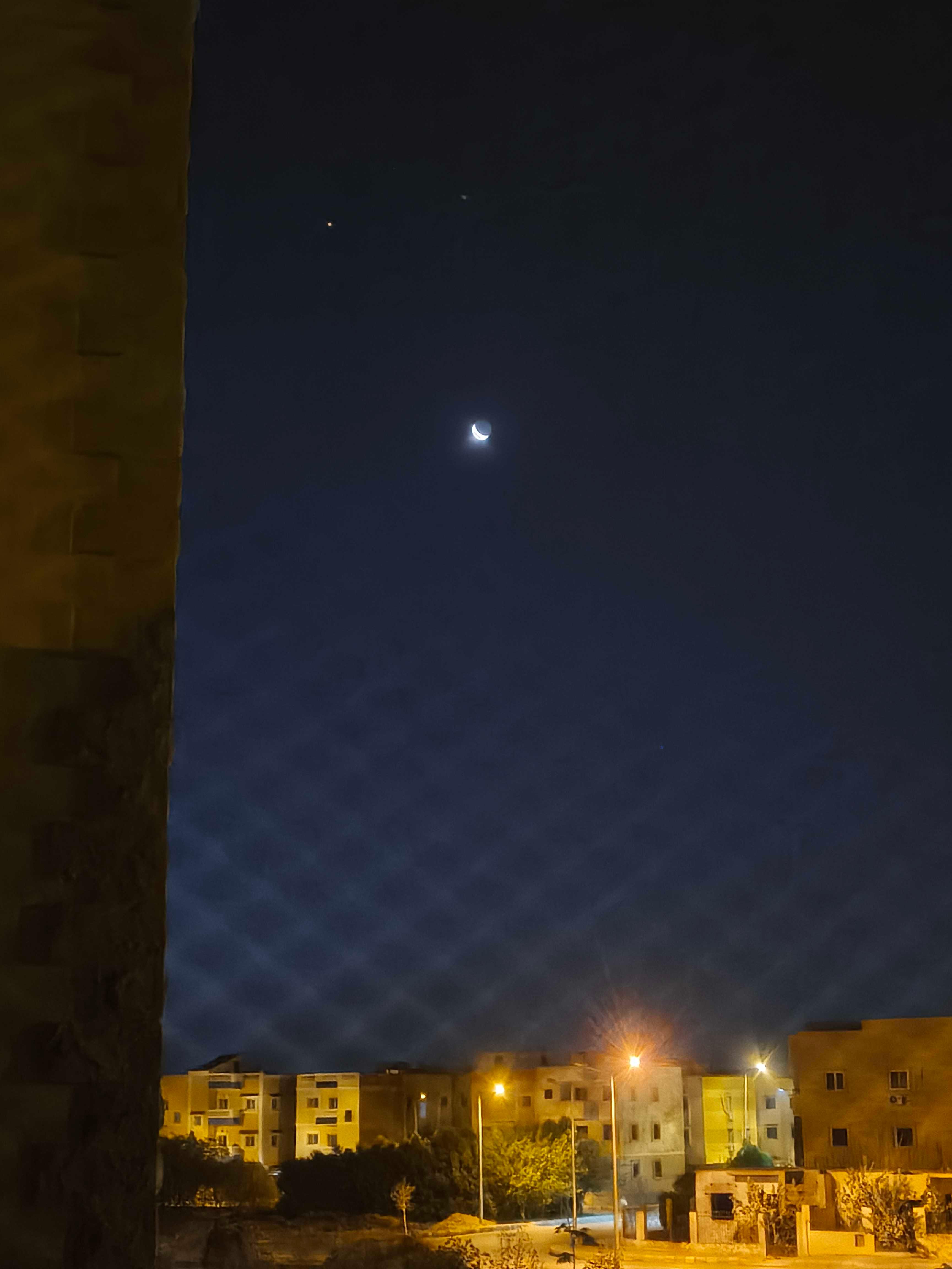 The Moon over First 6th of October, Egypt — waning crescent, Lunar Day 27