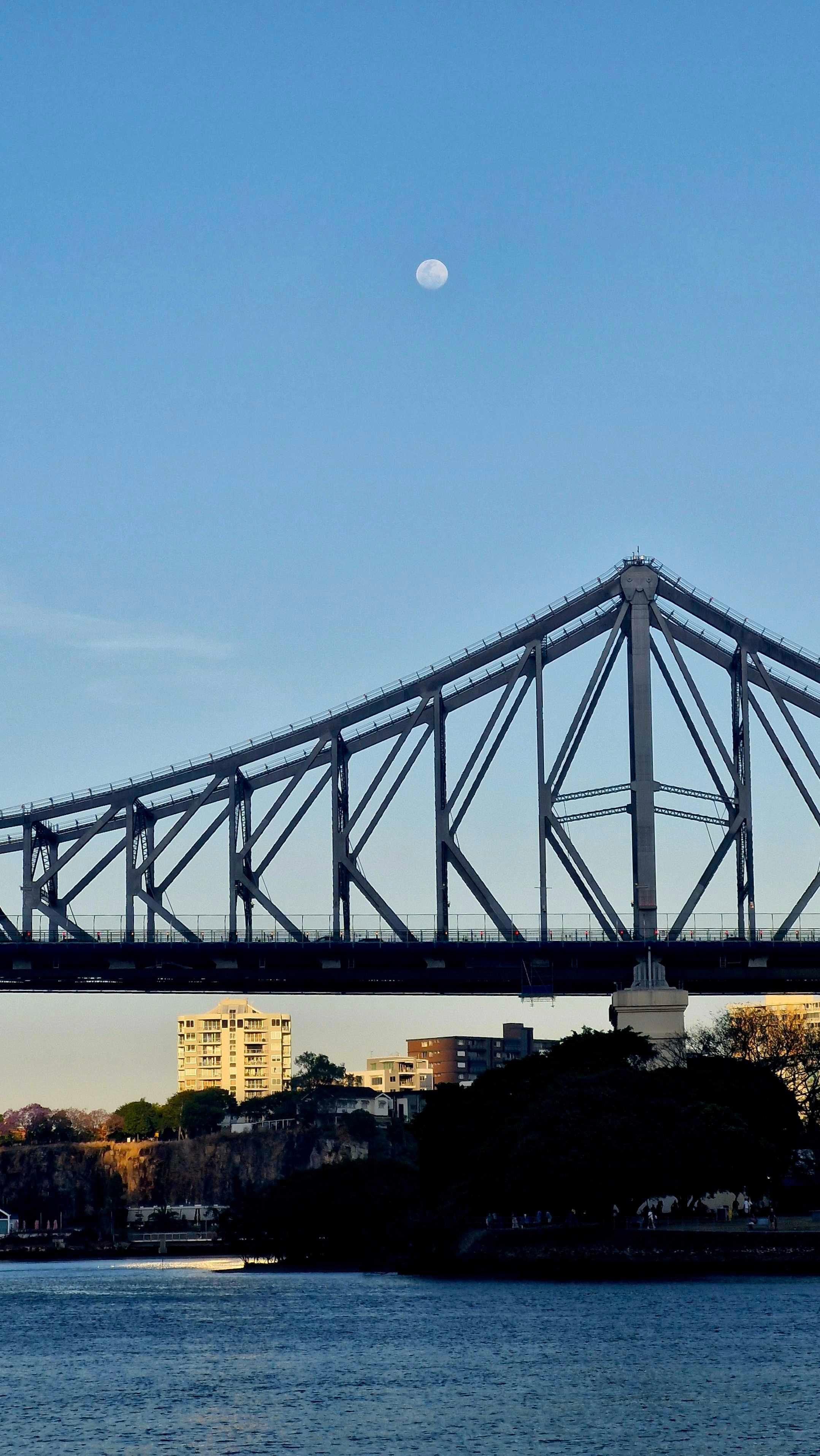The Moon over Brisbane City, Australia — full moon, Lunar Day 14