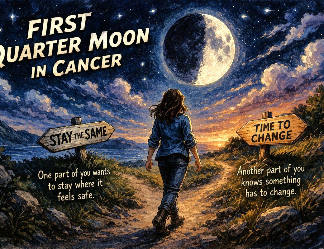 Illustration for The First Quarter Moon in Cancer, simply explained