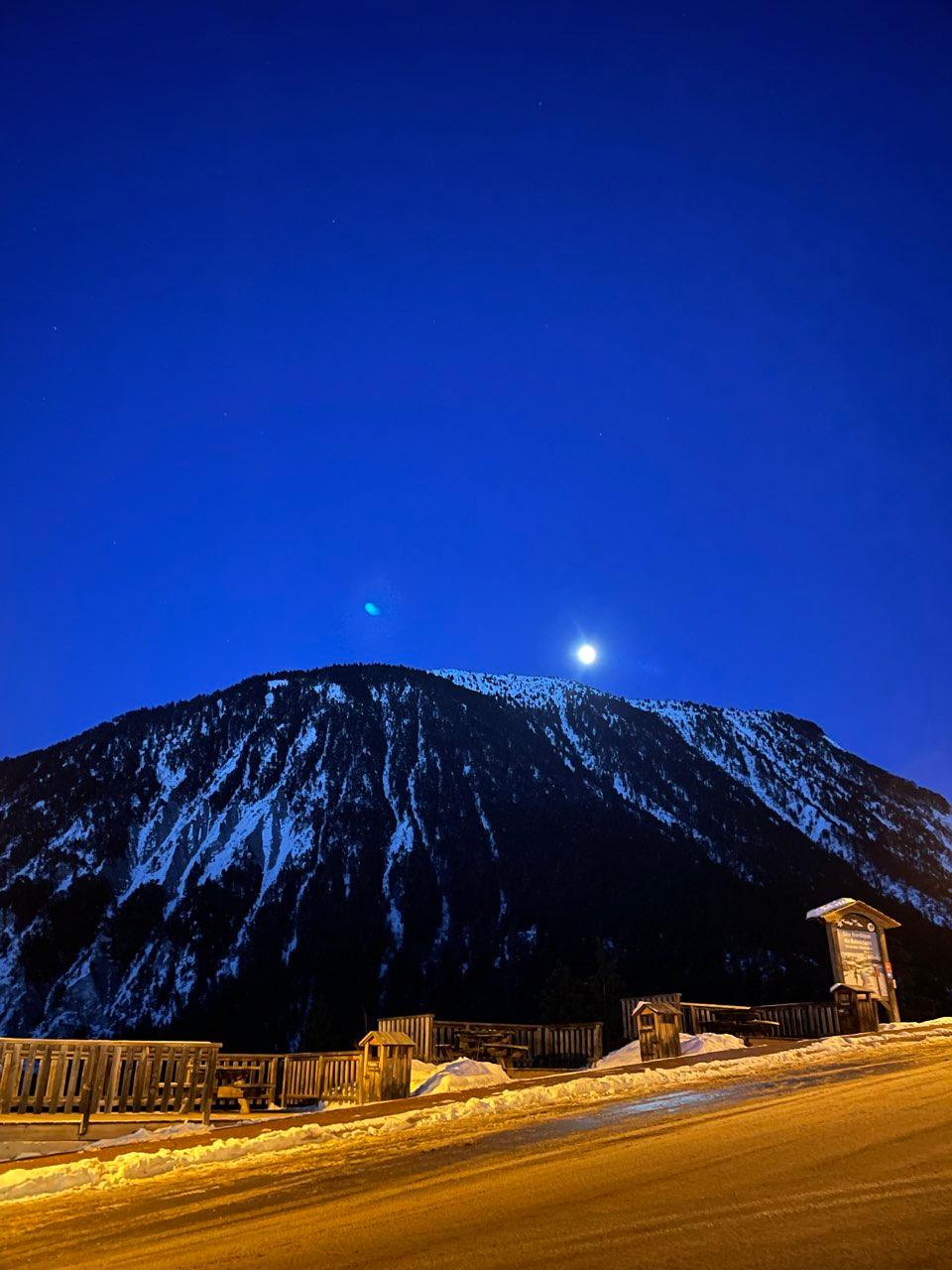 The Moon over Courchevel, France — full moon, Lunar Day 15
