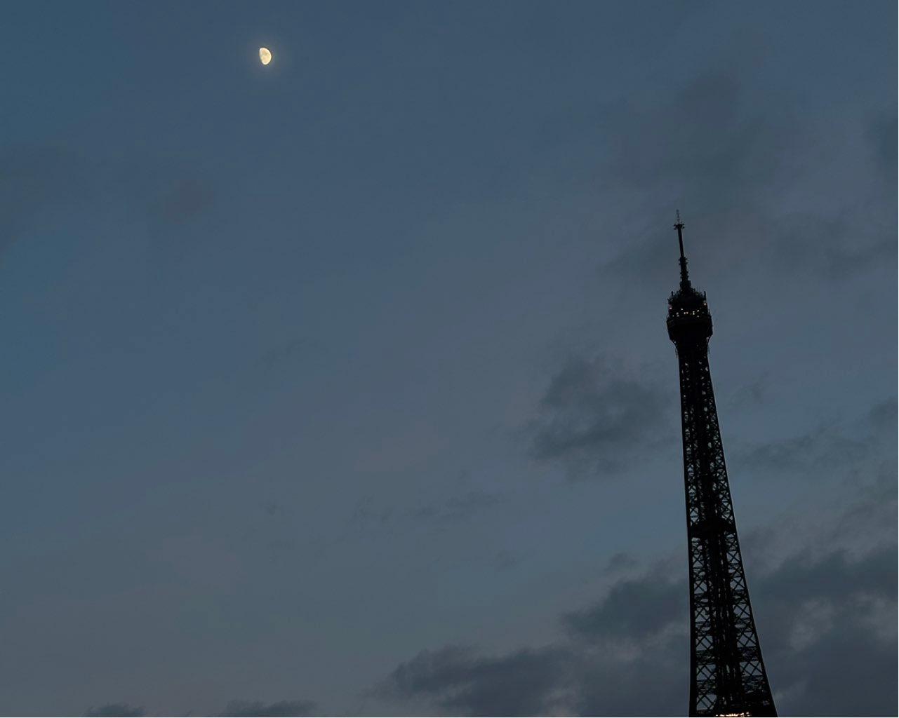 The Moon over Paris, France — waxing gibbous, Lunar Day 10