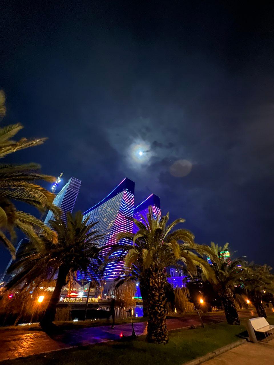 The Moon over Batumi, Georgia — waxing gibbous, Lunar Day 12
