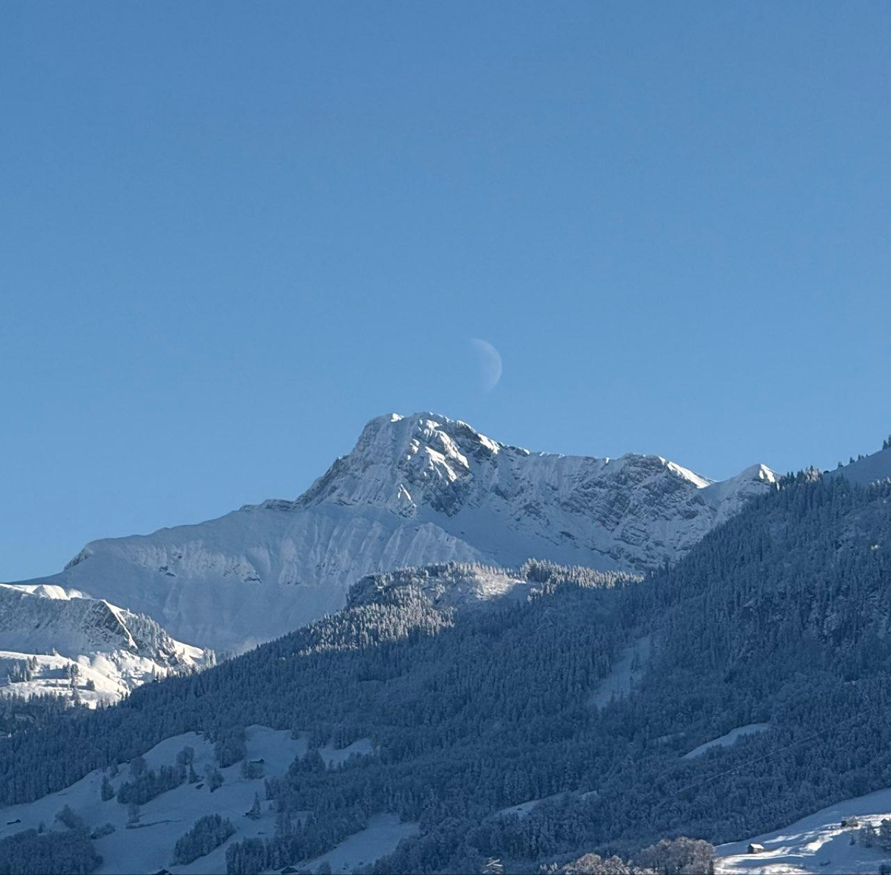 The Moon over Ennetbürgen, Schweiz — first quarter, Lunar Day 9