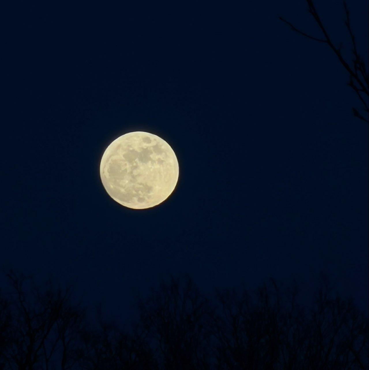 The Moon over Pelt, België — full moon, Lunar Day 15