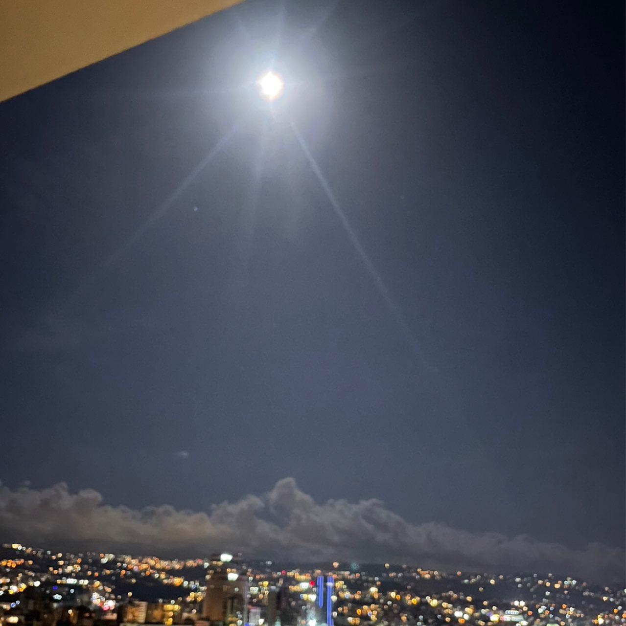 The Moon over Beirut, Lebanon — full moon, Lunar Day 16