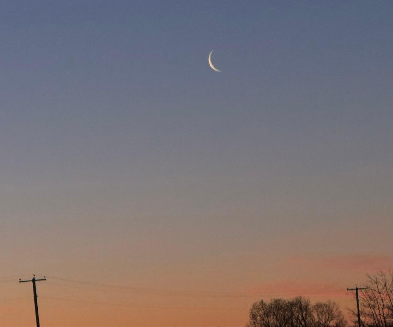 The Moon over Strathcona County, Canada — waning crescent, Lunar Day 27