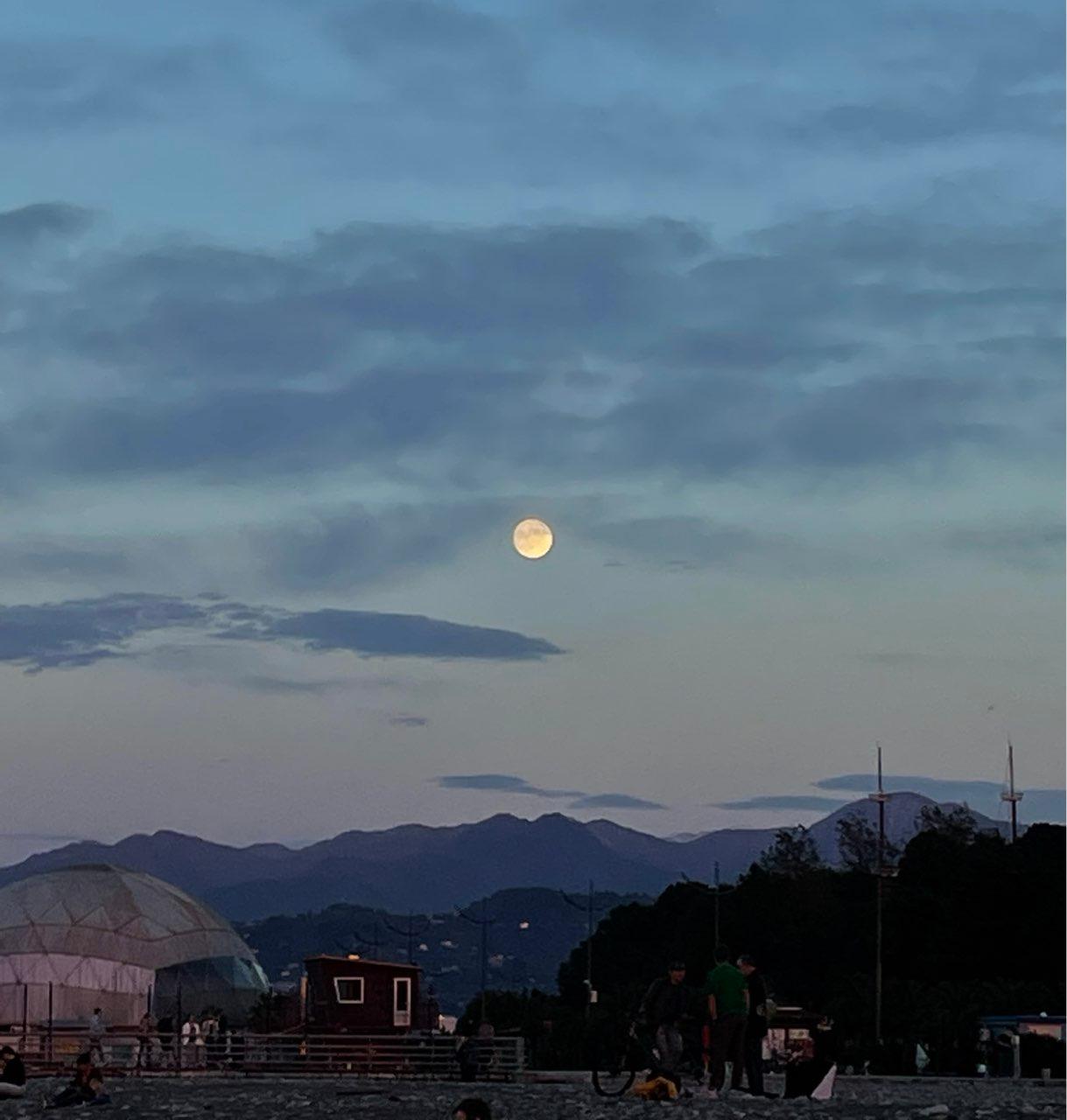 The Moon over Batumi, Georgia — full moon, Lunar Day 14
