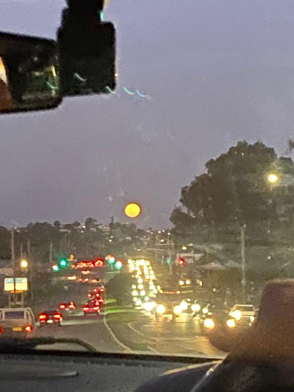 The Moon over New Lambton, Australia — full moon, Lunar Day 16