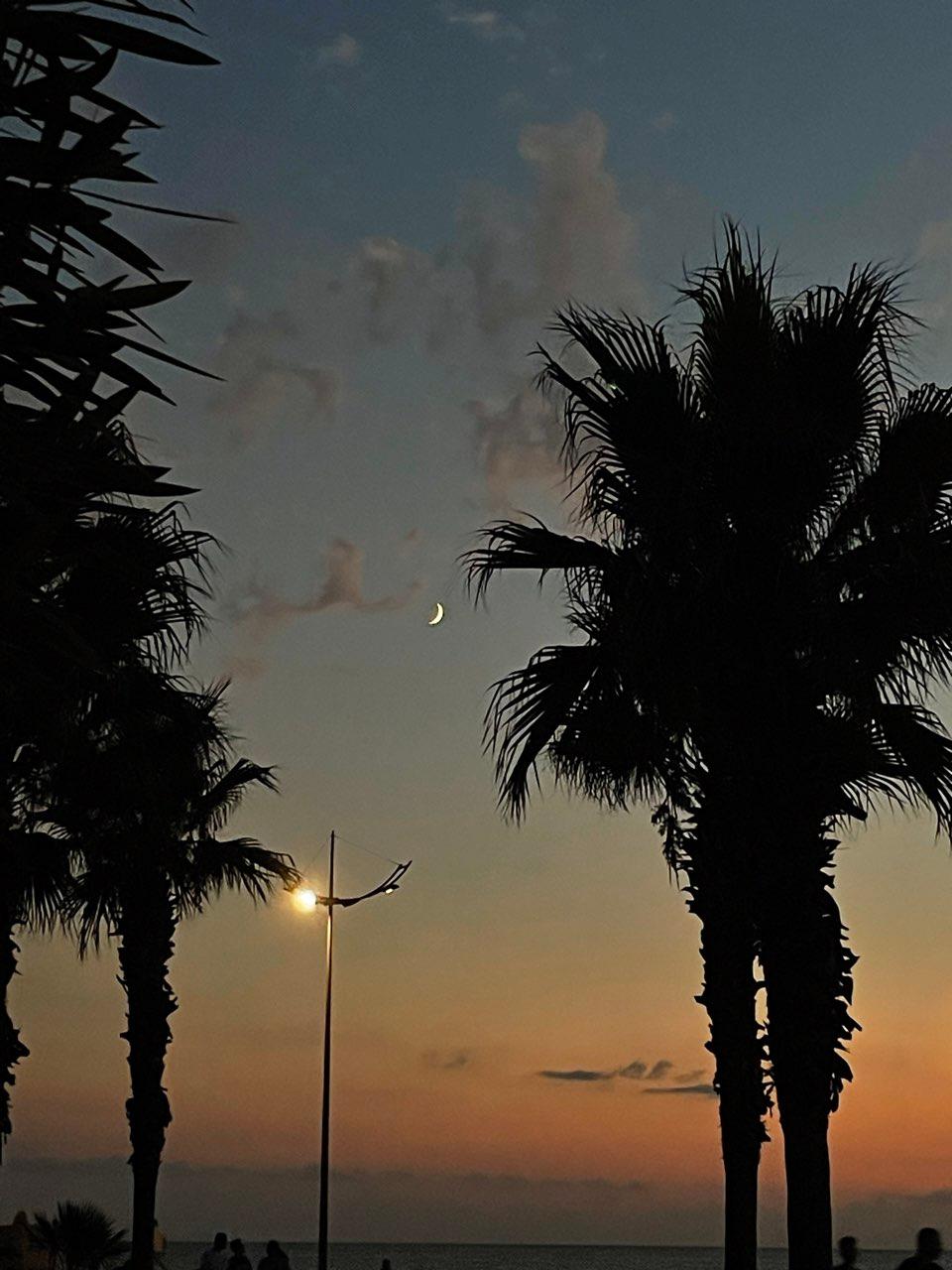 The Moon over Batumi, Georgia — waxing crescent, Lunar Day 5