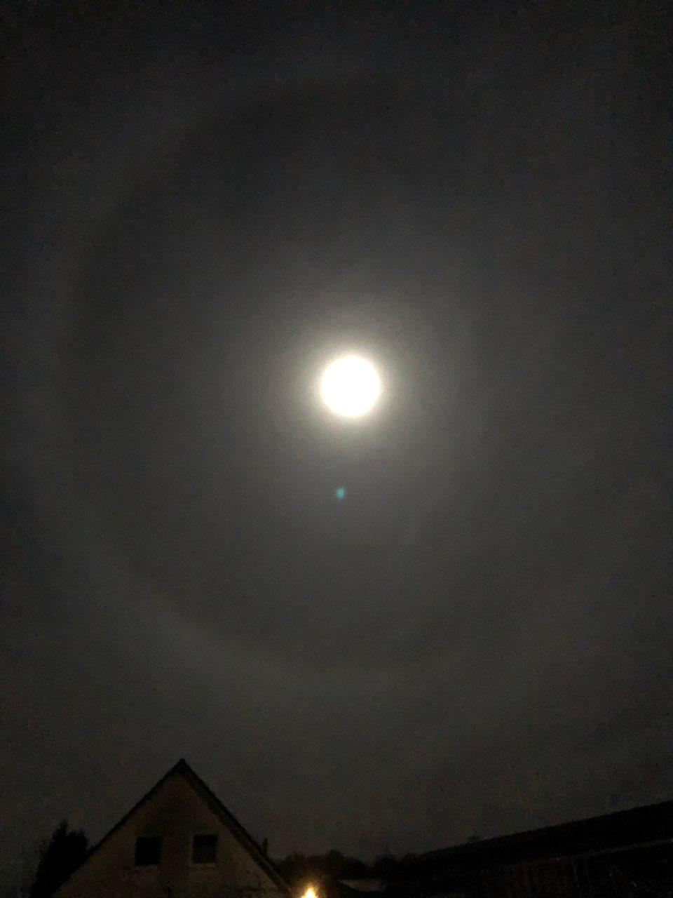 The Moon over Schönberg, Deutschland — full moon, Lunar Day 15