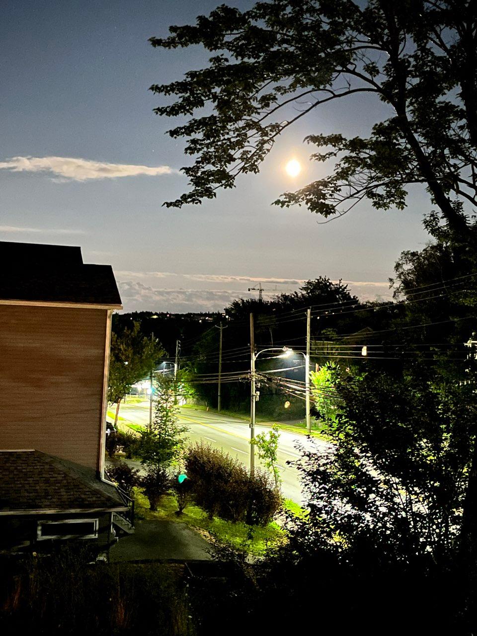 The Moon over Halifax, Canada — full moon, Lunar Day 16