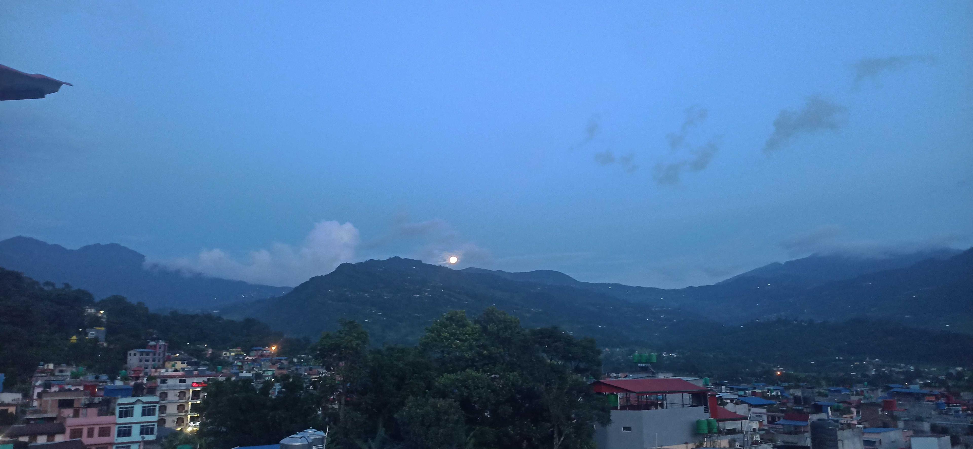 The Moon over Kushma, Nepal — first quarter, Lunar Day 7