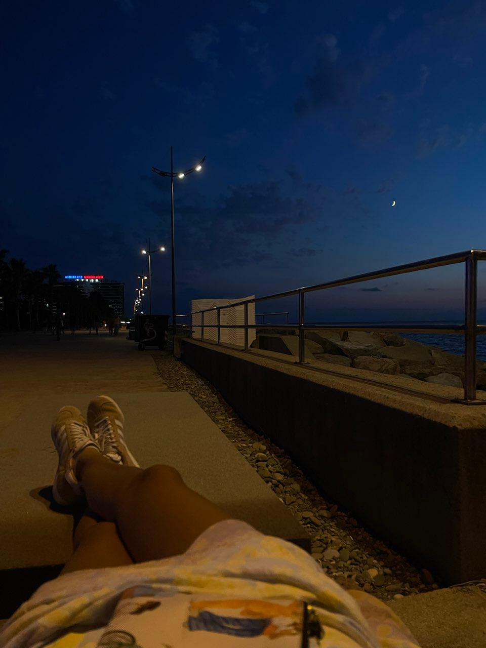 The Moon over Batumi, Georgia — waxing crescent, Lunar Day 5