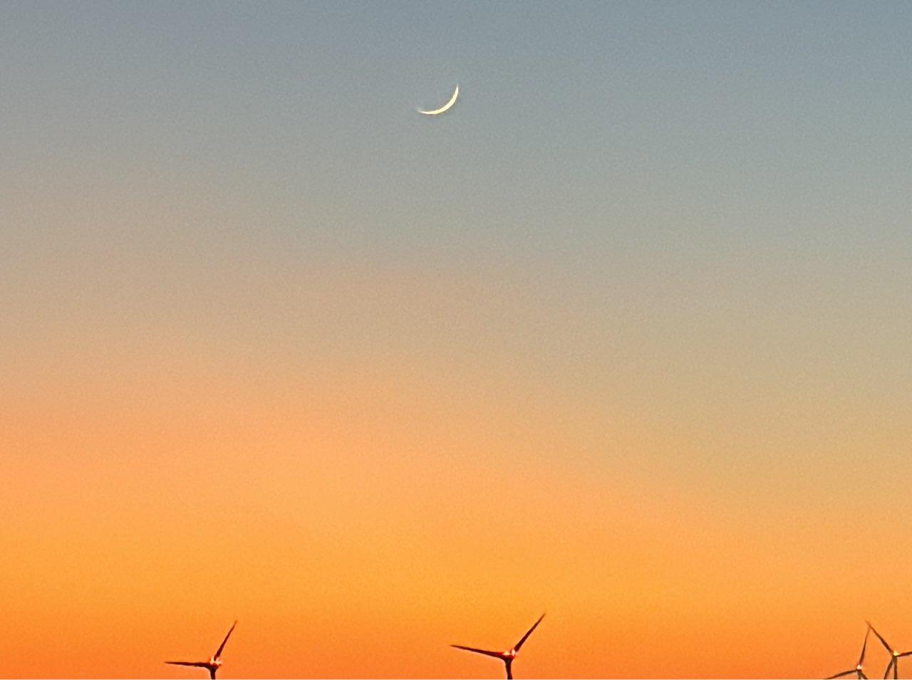 The Moon over Agüimes, España — new moon, Lunar Day 2