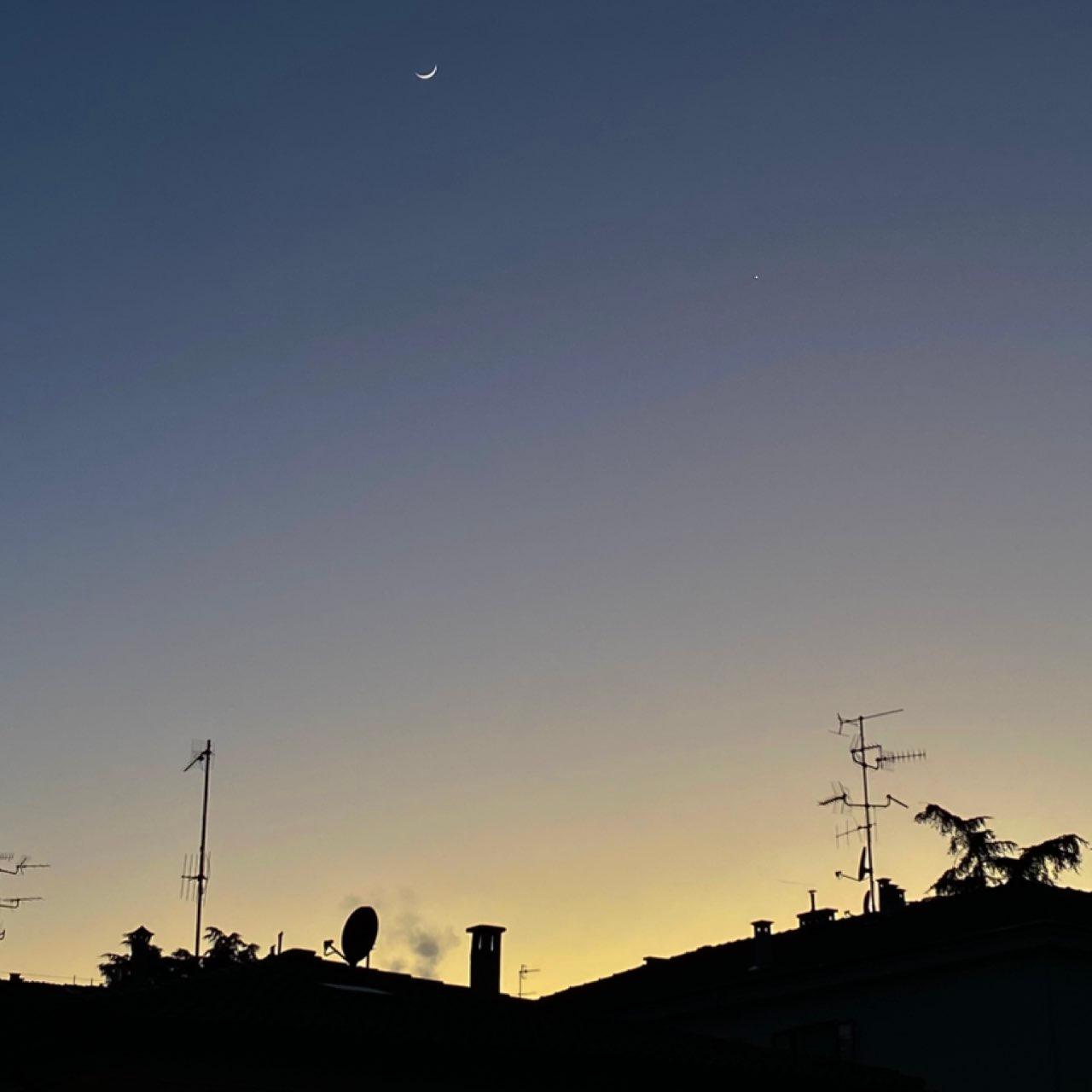 The Moon over Bologna, Italia — waxing crescent, Lunar Day 4