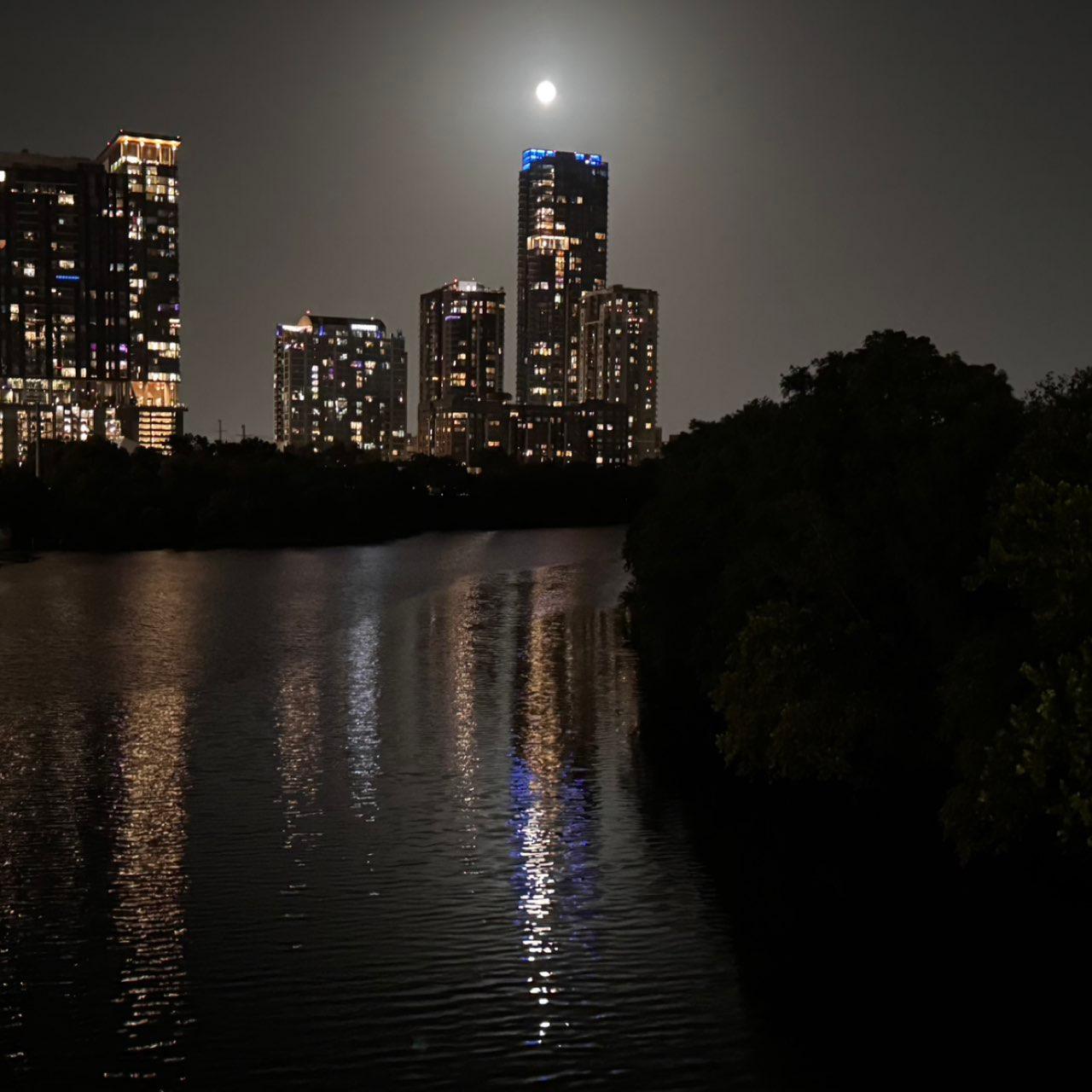 The Moon over Austin, United States — full moon, Lunar Day 16