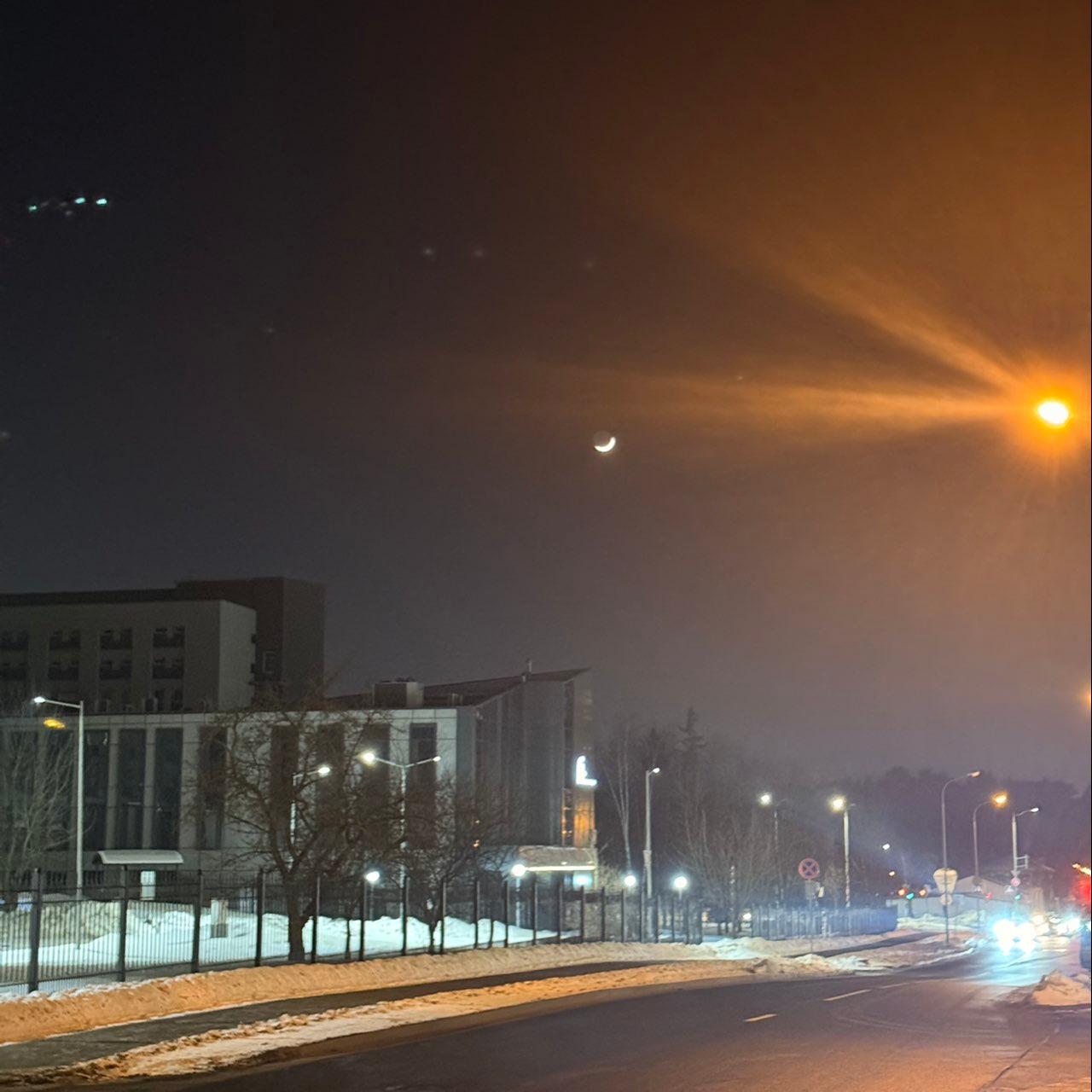 The Moon over Minsk, Belarus — waxing crescent, Lunar Day 4