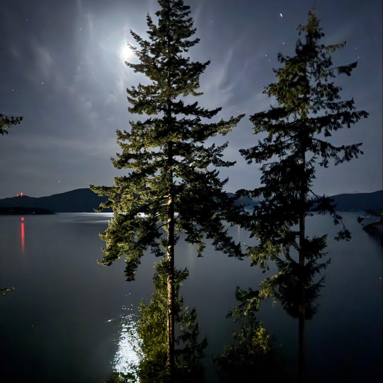 The Moon over Tofino, Canada — first quarter, Lunar Day 7