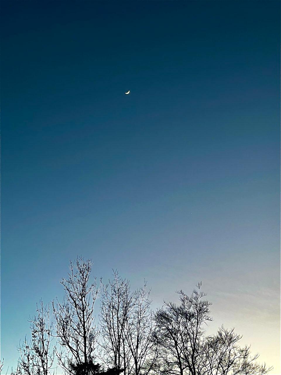 The Moon over Lechbruck am See, Deutschland — new moon, Lunar Day 28