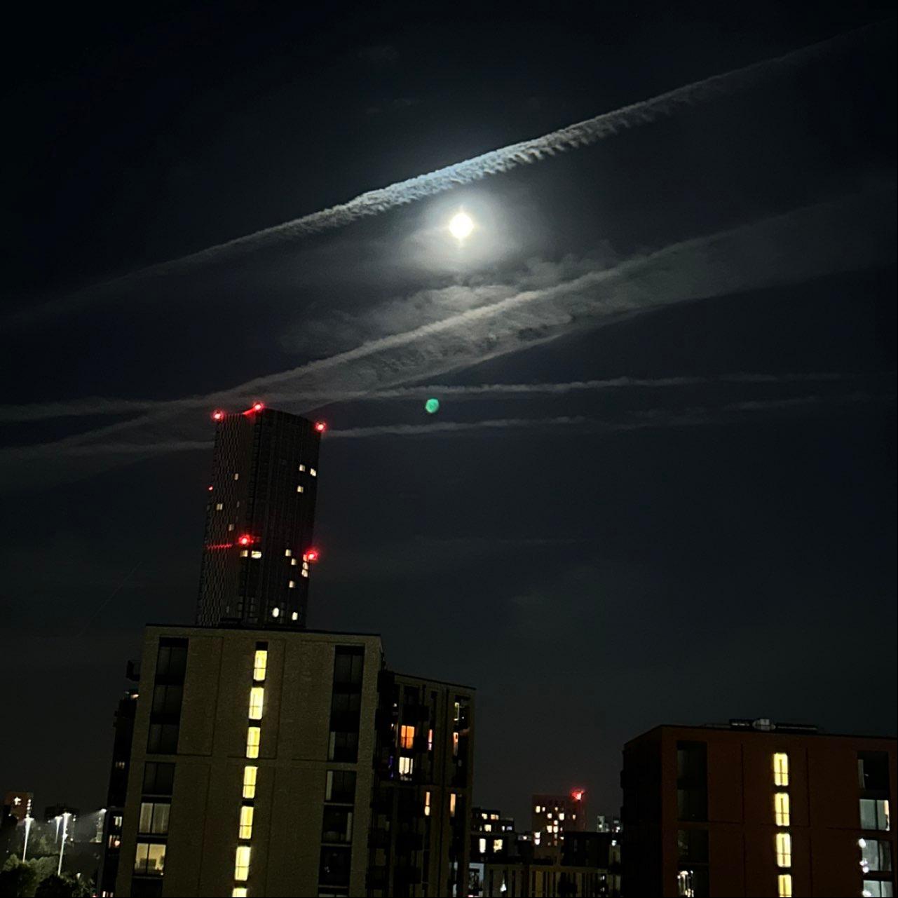 The Moon over Salford, United Kingdom — waxing gibbous, Lunar Day 14