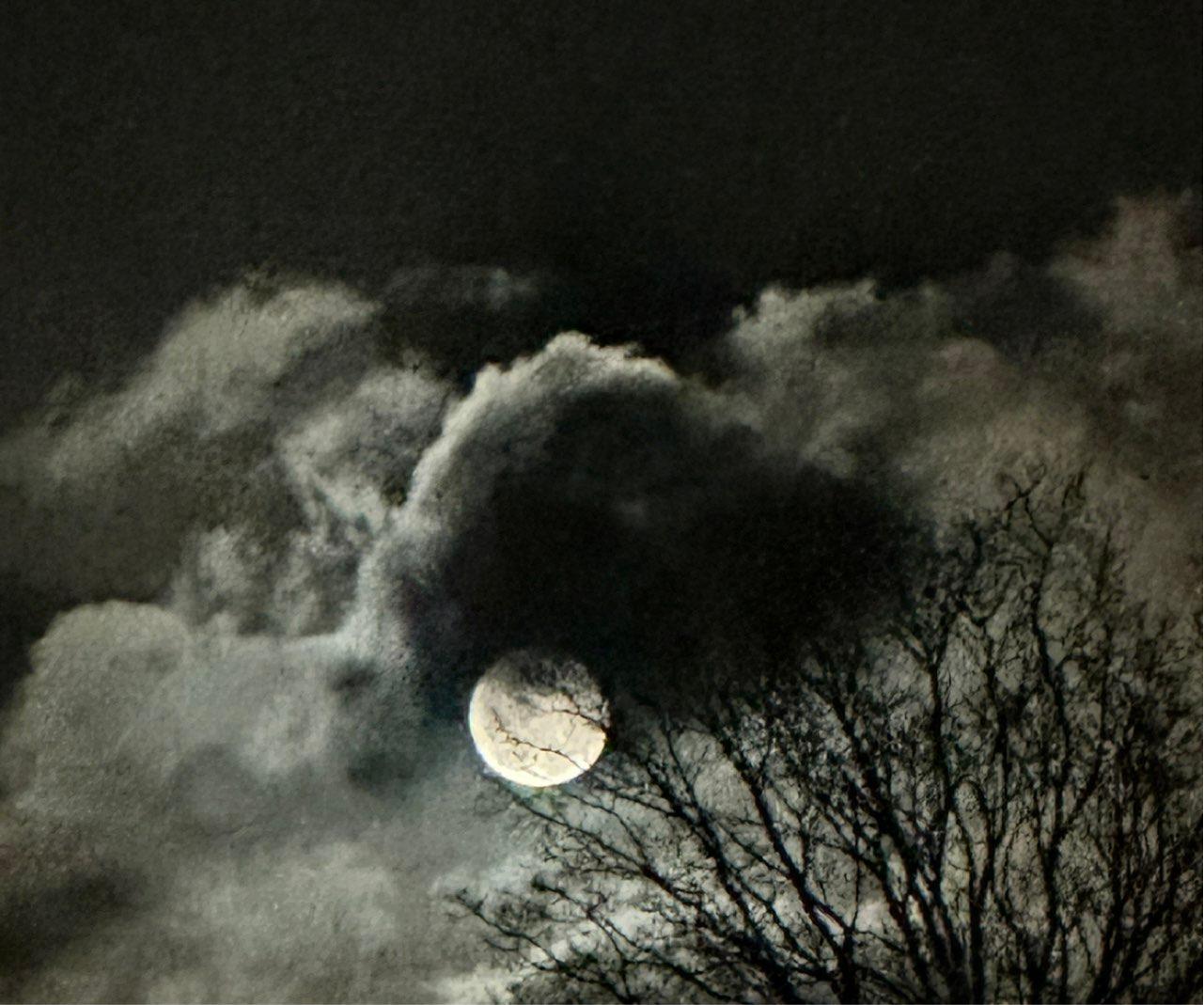 The Moon over Mainz, Deutschland — full moon, Lunar Day 16