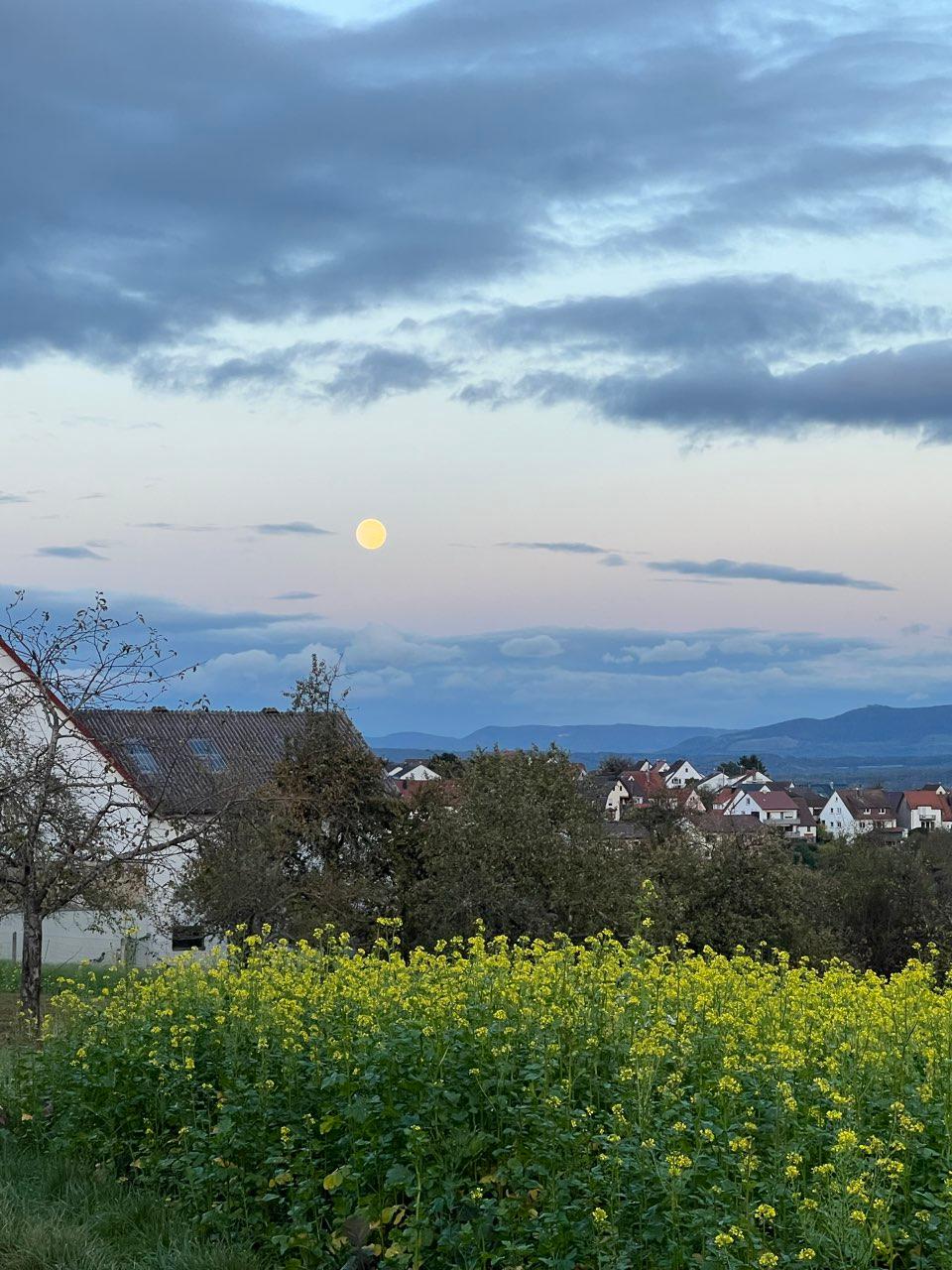 The Moon over Schlaitdorf, Deutschland — full moon, Lunar Day 14
