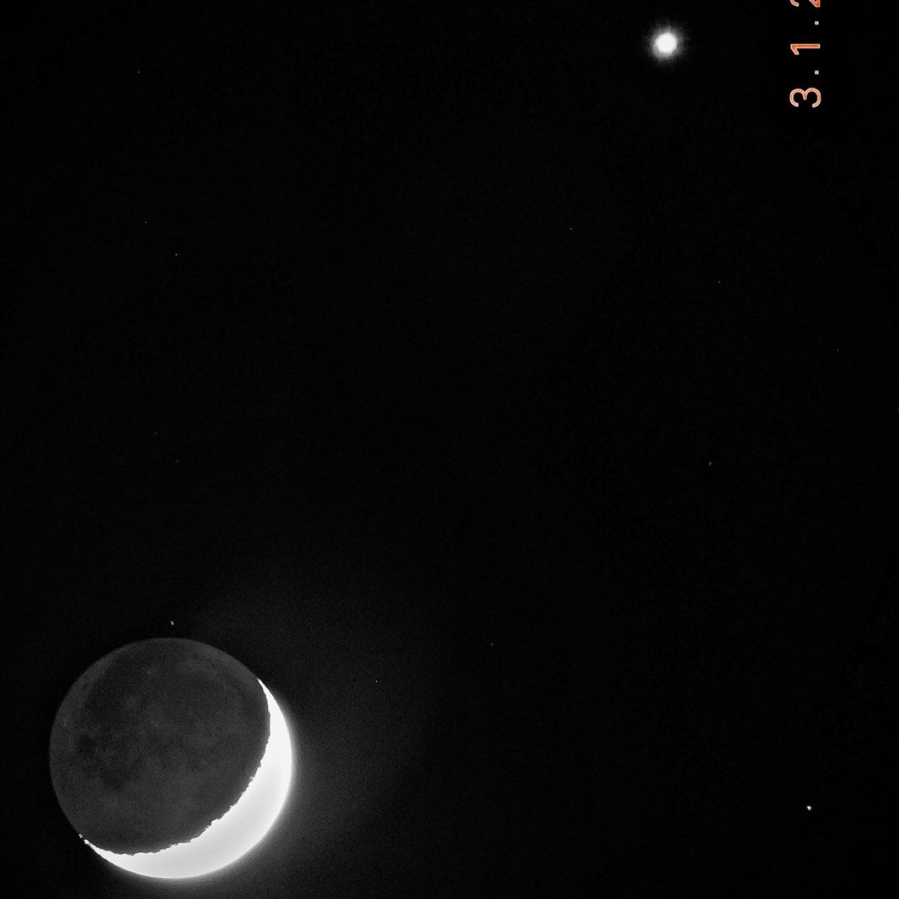 The Moon over Siklós, Hungary — waxing crescent, Lunar Day 5