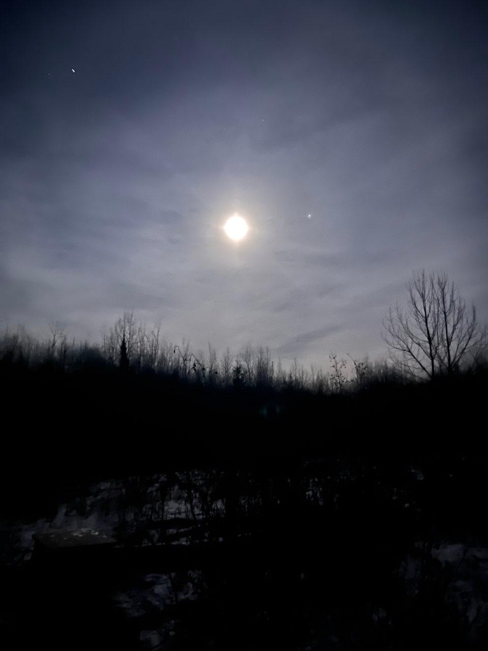 The Moon over Cochrane, Unorganized, North Part, Canada — full moon, Lunar Day 14