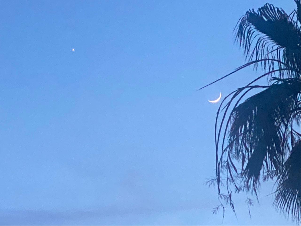 The Moon over Denia, España — waxing crescent, Lunar Day 3