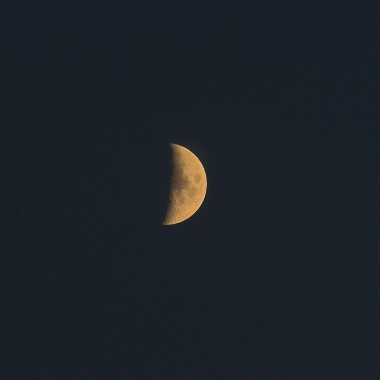 The Moon over Pelt, België — first quarter, Lunar Day 7