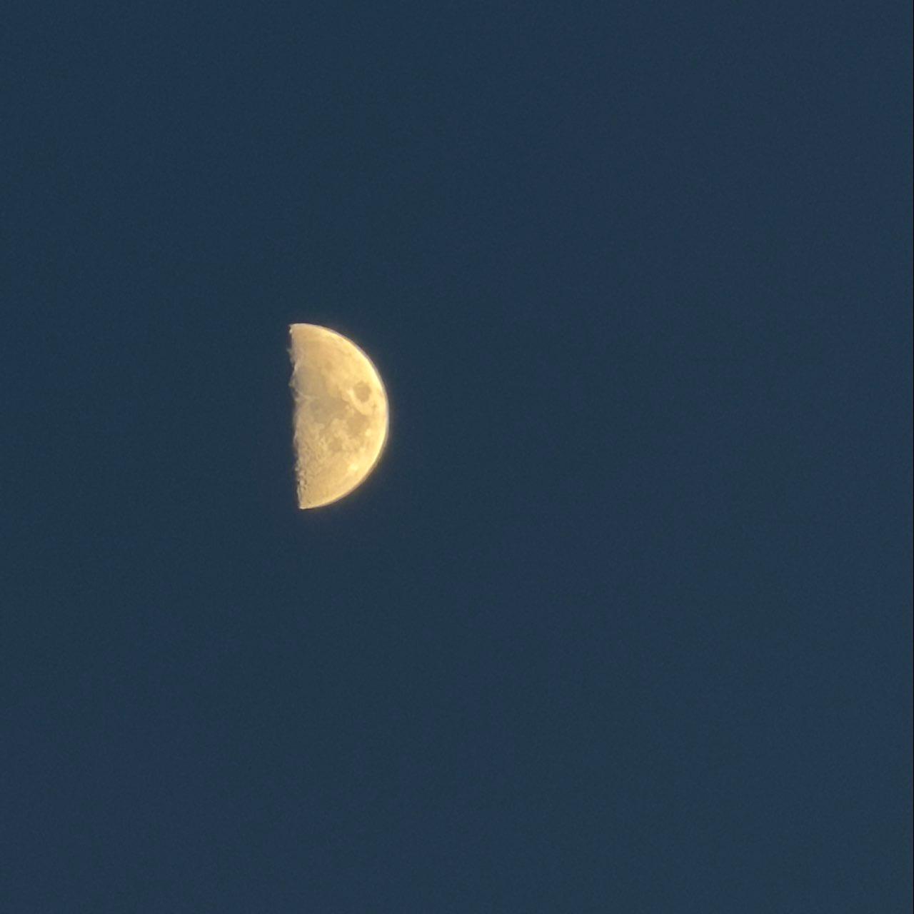 The Moon over Waterboro, United States โ first quarter, Lunar Day 8