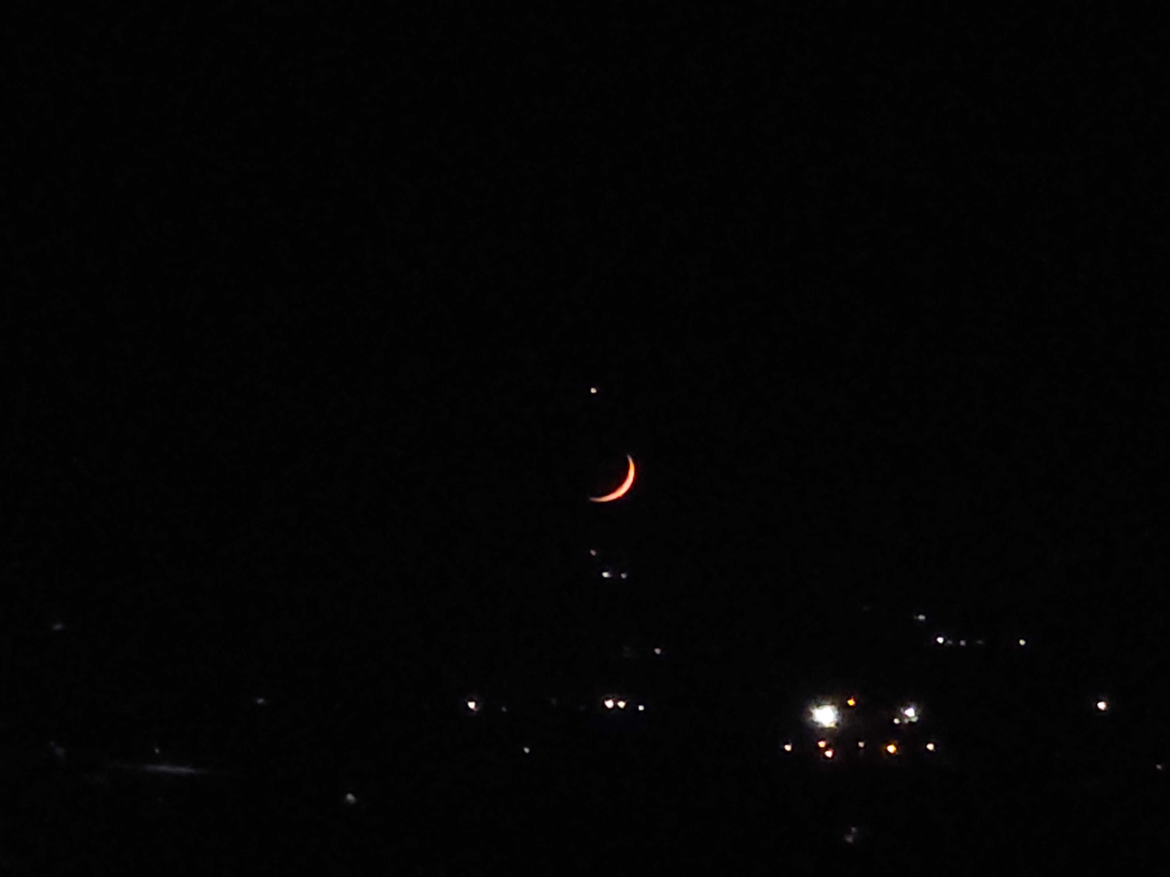 The Moon over Mqabba, Malta — waxing crescent, Lunar Day 4