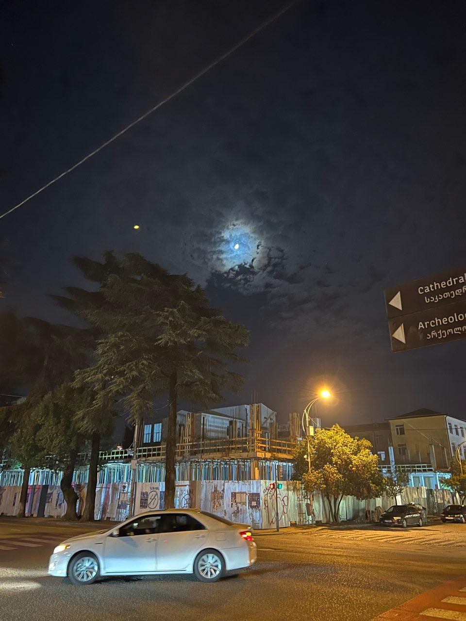The Moon over Batumi, Georgia — first quarter, Lunar Day 9