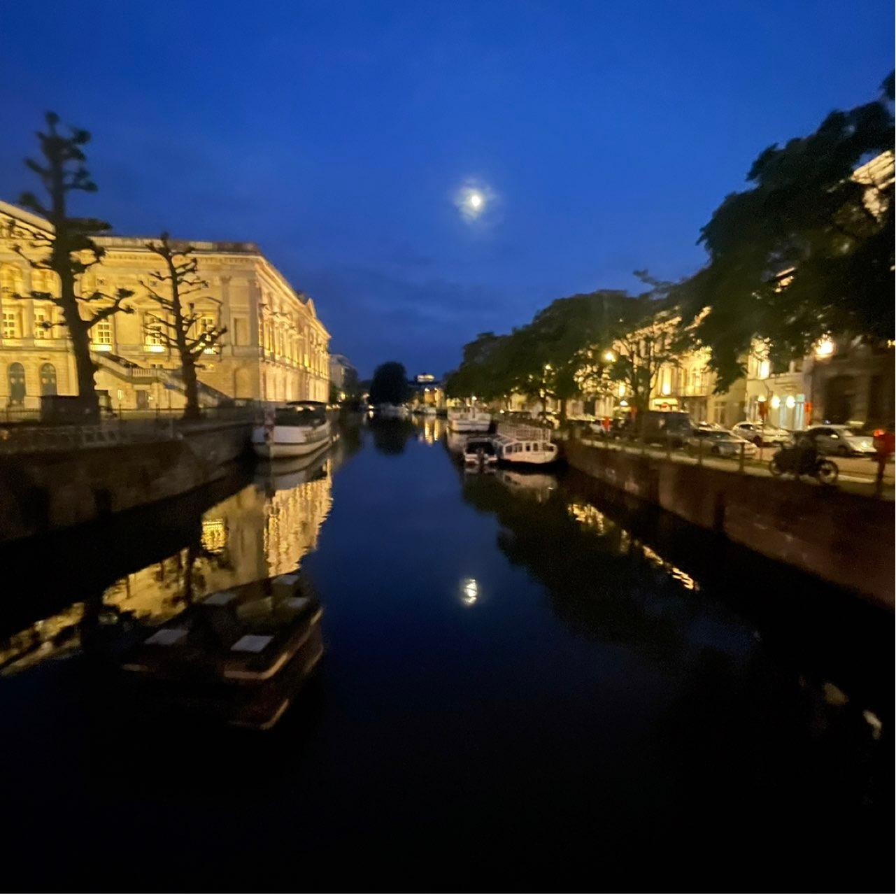 The Moon over Ghent, Belgium — waxing gibbous, Lunar Day 12