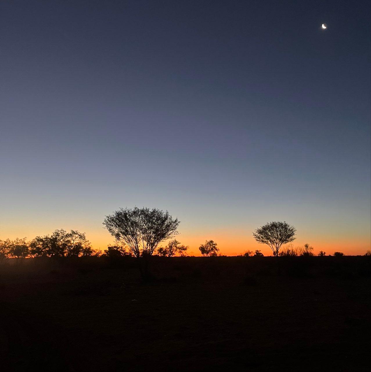 The Moon over Mulyungarie, Australia — waxing crescent, Lunar Day 5