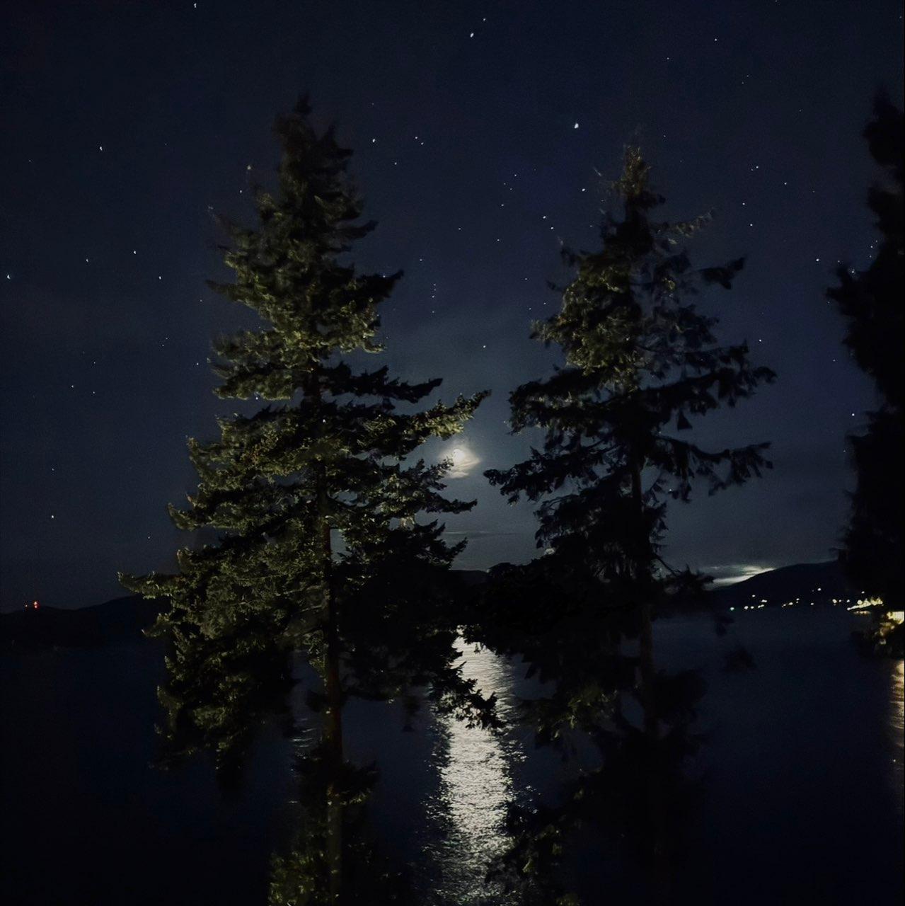 The Moon over Tofino, Canada — waxing crescent, Lunar Day 3