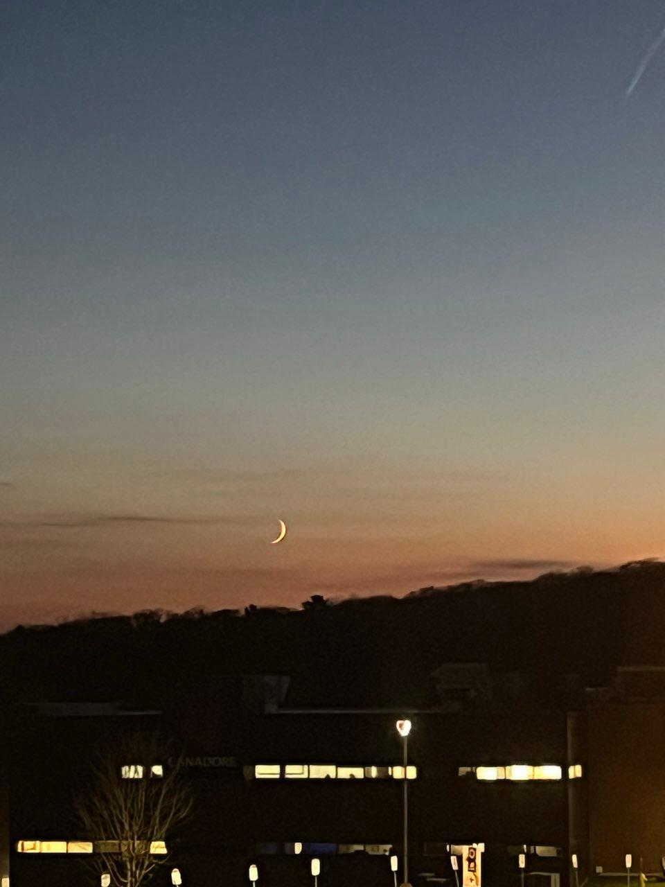 The Moon over North Bay, Canada — waxing crescent, Lunar Day 4