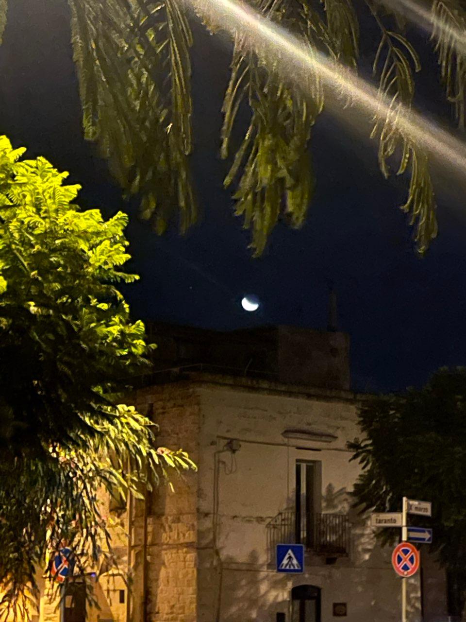 The Moon over Modugno, Italy — waning crescent, Lunar Day 25